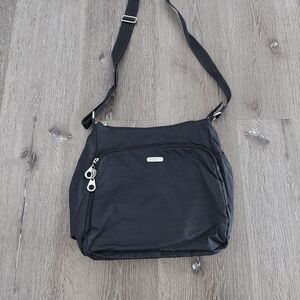 Baggallini Black Crossbody Bag with Adjustable Strap and Soft Fabric